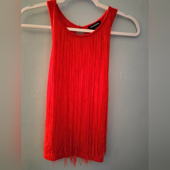 Bebe Red Fringe Top - Picture 3 of 6